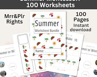 Montessori Summer Activities: Preschool Kindergarten Printable Book (PDF Download, PLR/MRR License)