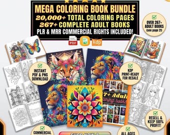 Adult Coloring Book PLR Bundle, 30,000 Pages, KDP, MRR Digital Product