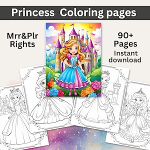 Livre de coloriage princesse fée, activités de coloriage princesse, pages à colorier princesse, livre imprimable princesse, livre de coloriage pour les enfants du château MRR