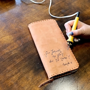 JW Porta inviti in pelle con cerniera SEMPLICE / Porta inviti per riunioni / Organizzatore per ministeri / Regalo per pionieri JW / Regalo per battesimo JW / JW