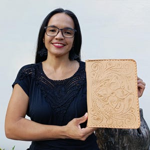 Leather Bible Cover NWT (Estrella Natural ) JW Bible Cover,Pioneer Gifts,Baptism Gift, New World Translation, Engraved Bible Cover