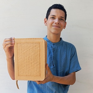 Leather Bible Cover NWT (Roca Natural  ) JW Bible Cover,Pioneer Gifts,Baptism Gift, New World Translation, Engraved Bible Cover