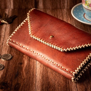 OFERTA Monedero de Piel COPACABANA / Cartera de Piel Mujer / cosida a mano /
