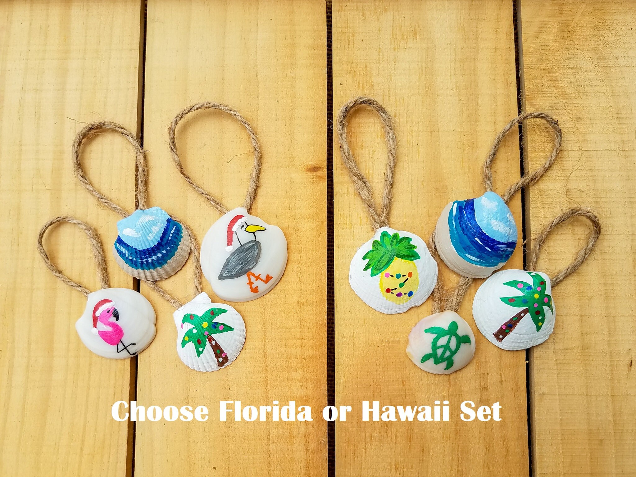 Seashell Christmas Ornaments set of 4 Nautical Holiday Etsy