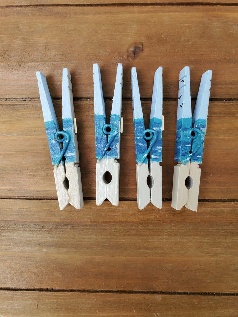 Beach Magnet Clothespins (set of 4), Ocean Chip Clip, Office Co-worker ...