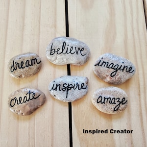 Inspirational Message Stones Set of 6, Affirmation Meditation Rocks, Word Ocean Pebbles, Rock Art, Worry Stones image 5