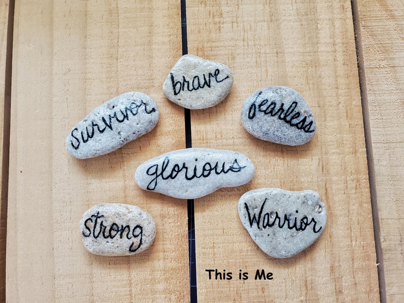 Inspirational Message Stones Set of 6, Affirmation Meditation Rocks, Word Ocean Pebbles, Rock Art, Worry Stones image 6