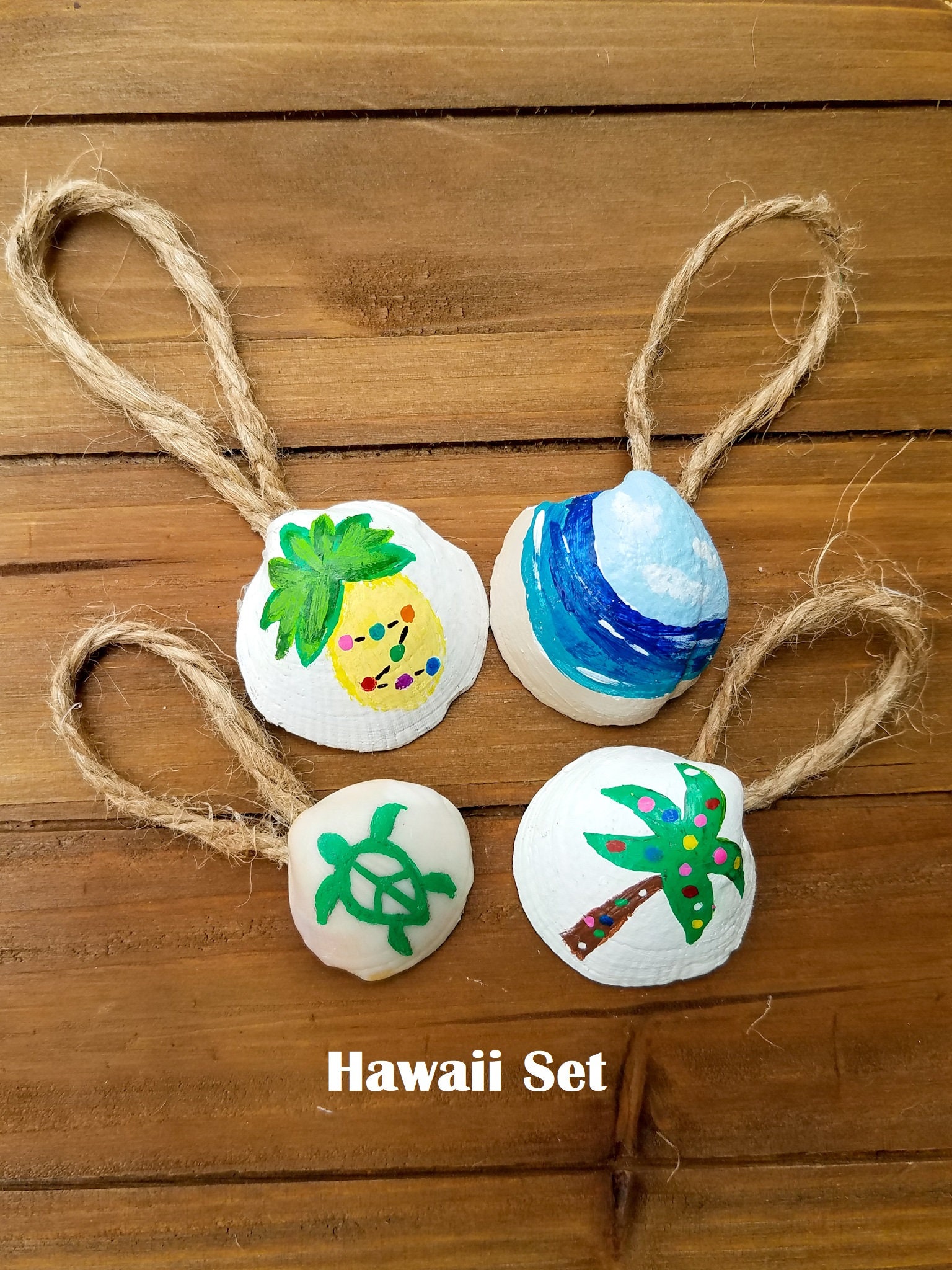 Seashell Christmas Ornaments set of 4 Nautical Holiday Etsy