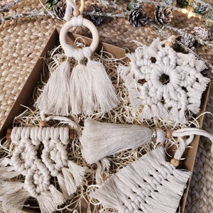Makramee Anhänger Set, makramee stern, Weihnachtsbaumschmuck