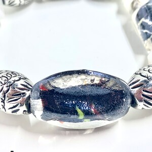 Iridescent Black Venetian Glass Bead Bracelet
