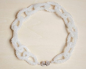 Beadwoven chain handmade chunky bead choker necklace gifts glass miyuki beadwoven