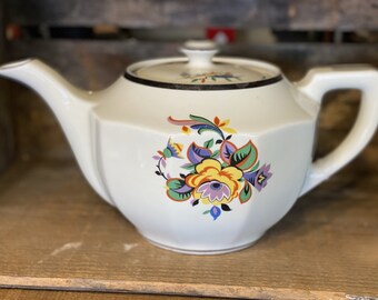 Vintage Hall Tricolator Pink Teapot China Ceramic Farmhouse Kitchen Cottage Chic Decor Small Display Prop