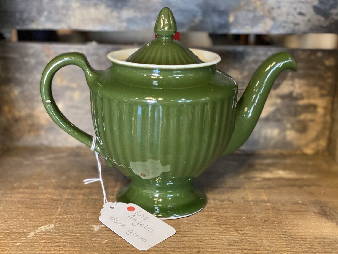 Hall China Los Angeles Green Teapot Etsy