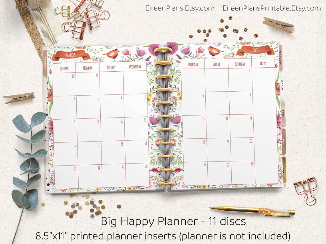 2022 2023 2024 2025 2026 PRINTED Monthly BIG Happy Planner Etsy