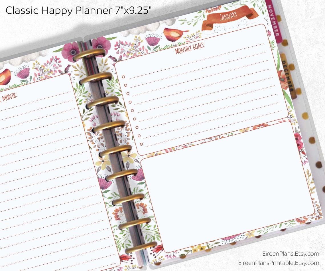 2021 2022 2023 2024 2025 PRINTED Monthly Classic Happy Etsy
