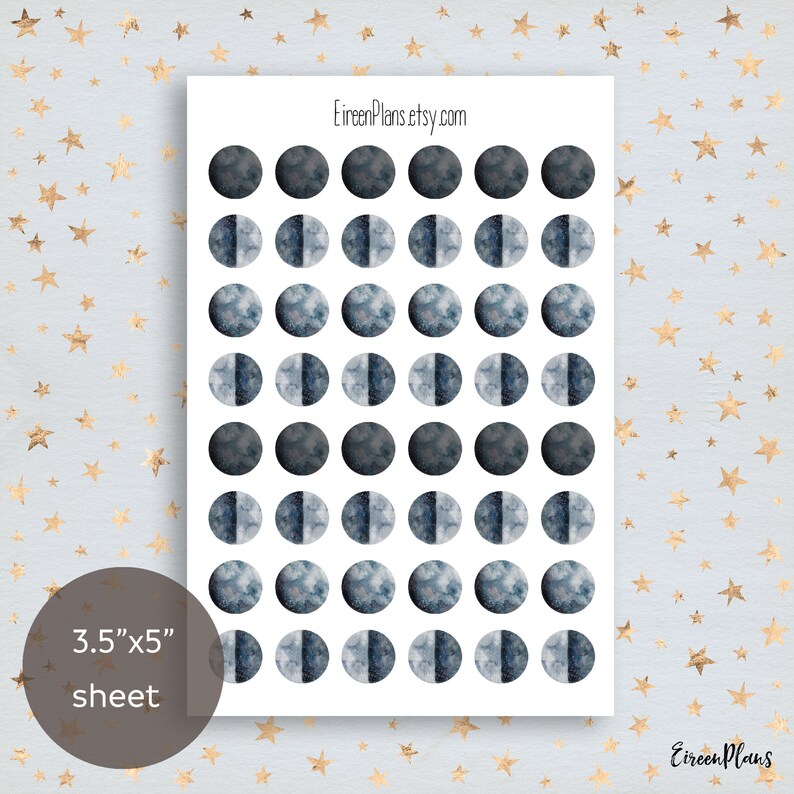 Moon phase planner stickers Lunar Tracking Moon Cycle Moon Etsy
