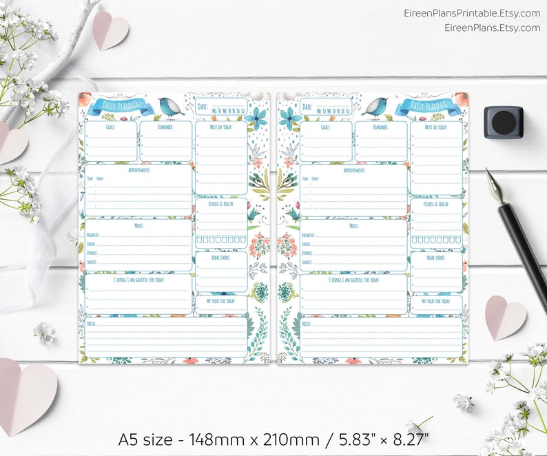 PRINTED Daily A5 Planner Inserts Daily Planner Refill Etsy UK