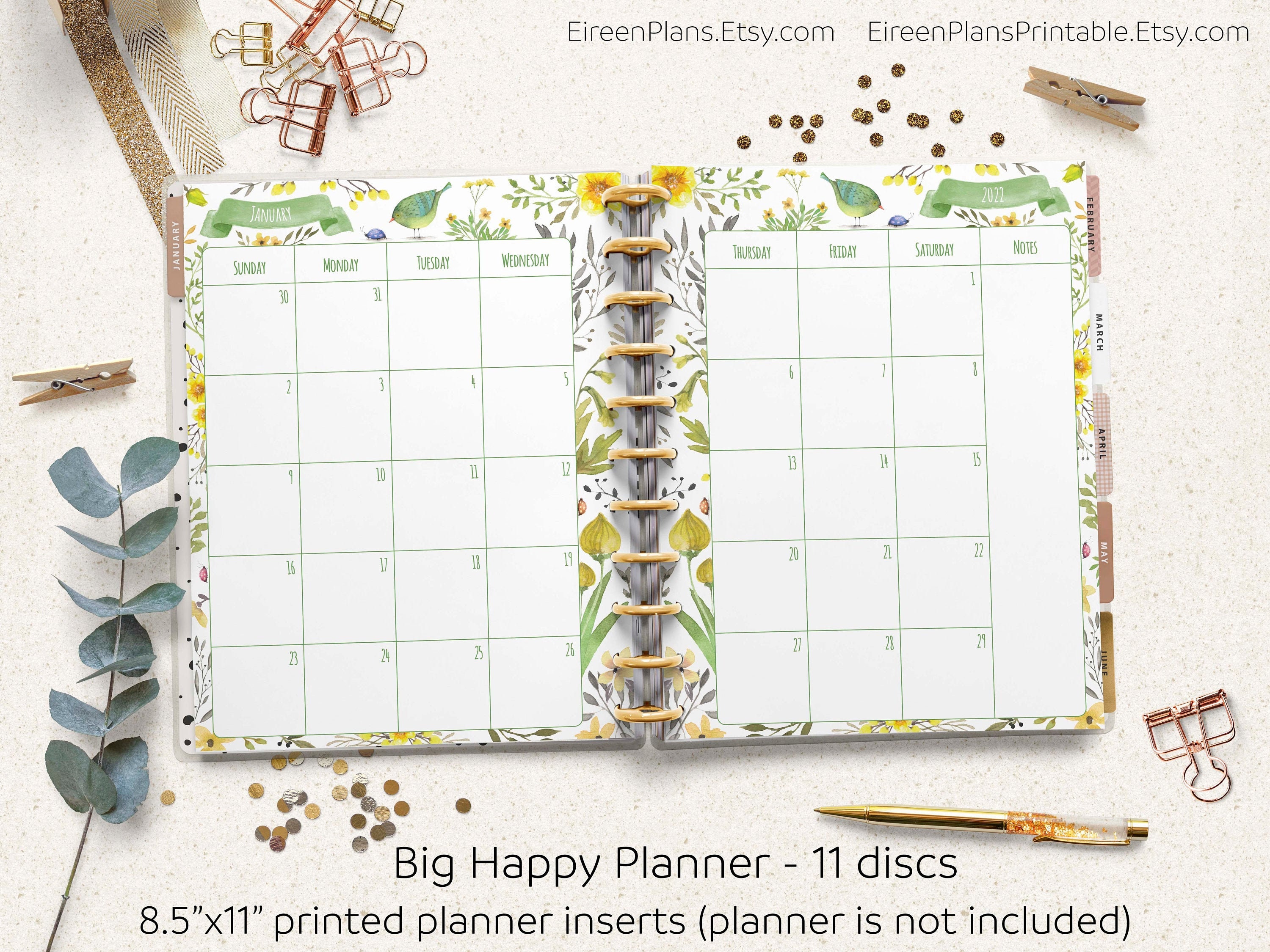 2022 2023 2024 2025 2026 PRINTED Monthly BIG Happy Planner Etsy