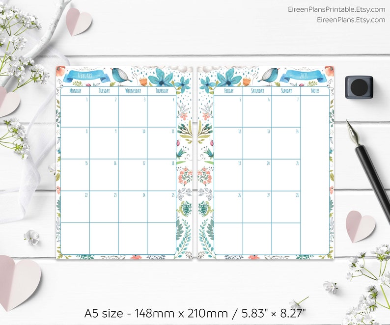 2022 2023 2024 2025 2026 PRINTED Monthly A5 Ring Planner Etsy