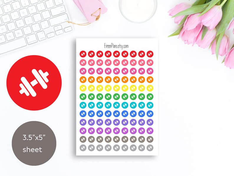 Download 108 Dumbbell TINY Dots Stickers Fitness Mini Icon Stickers ...