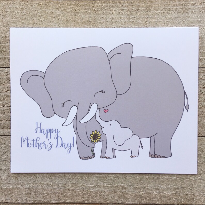 Elephant Mother's Day Card Blank Greeting Card Mother - Etsy