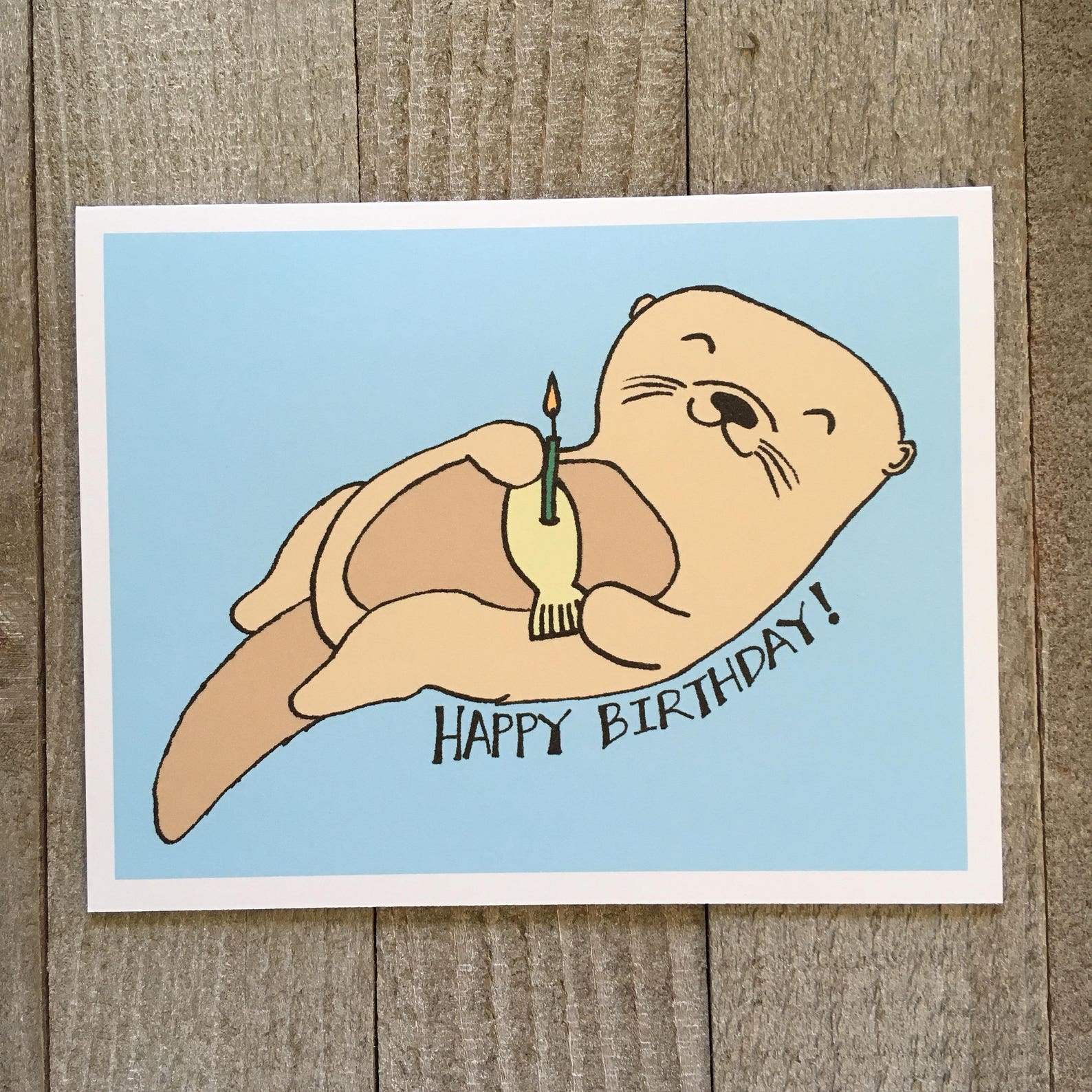 Happy Birthday Greeting Card, Otter Card, Cute Unique Funny