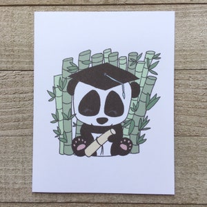 Panda Graduation Card, Blanko-Graduate-Karte für Absolventen, High School, Kindergarten, Vorschule, College, Universität, Med, Mitte, Jr High, Student