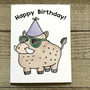 Carte d'anniversaire de sanglier, cochon hipster, année du sanglier, anniversaire du nouvel an chinois, carte d'anniversaire vierge dessinée à la main pour papa, oncle, homme, fils