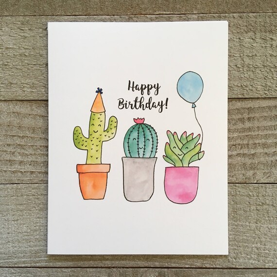 Watercolor Plant Happy Birthday - Free Printable Birthday Cards - Urban  Mamaz Shop