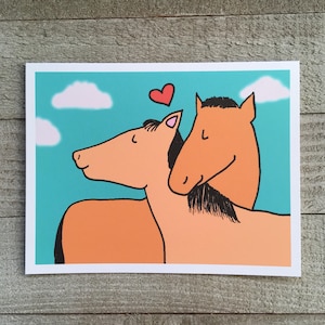 Cartão de aniversário, amor por cavalos, casamento, cartão para esposa, marido, namorado, namorada, amigo, amante, dia dos namorados, desenhado à mão, feito, único