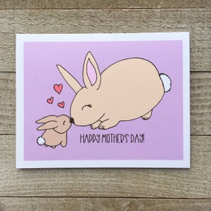 Carte de fête des mères lapin, mère, fils, fille, maman, maman, bébé, mère enfant animal, mignon, amour, maman et moi, kawaii