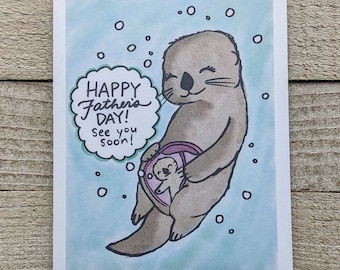 Otter Father to Be Card, Expectant Daddy, Soon to Arrive Baby, Father's Day Greeting