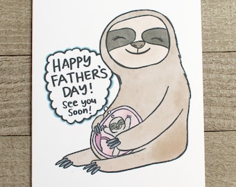 Soon to be Sloth Dad, Expectant Sloth FATHER, Sloth Mother and Baby wishing Daddy a Happy FATHER&#39;S DAY Blank Card, from the bump, for to be