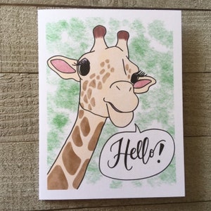 Tarjeta de saludo de jirafa, tarjeta de felicitación para todos los días, tarjeta para pensar en ti, tarjeta para ninguna ocasión, tarjeta de apoyo, divertida, única, feliz, alegría, amor, para recordar