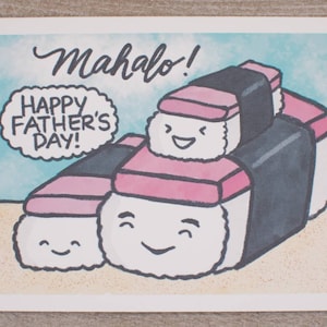 Hawaii-Spam-Musubi-Papa mit zwei Kindern glücklicher Vatertagskarte, Inselbewohner, von Kindern, Söhne und oder Töchter, für Poppa, Papa, Pidgin, Api