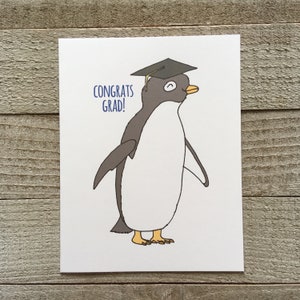 Penguin Afstudeerkaart, afstudeerkaart, afstudeerpinguïn, nieuwe afgestudeerde kaart, blauwe afstudeerkaart, middelbare school afgestudeerd, afgestudeerd,