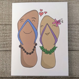 Pantoufles amour carte de voeux, carte hawaïenne, slippahs, tongs, anniversaire, mariage, pour mari femme fiancé petit ami petite amie amant