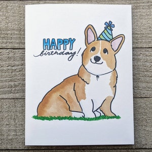 Carte d'anniversaire de chien corgi assis sur l'herbe, vierge, aquarelle, carte pour amateur de corgi, ldr, mère, père, ami, collègue, employé