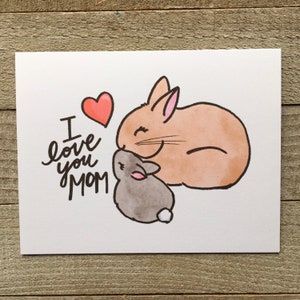 Rabbit mother and child, mother’s day card, love card for mom, thank you mama, mother and baby, grateful card, love