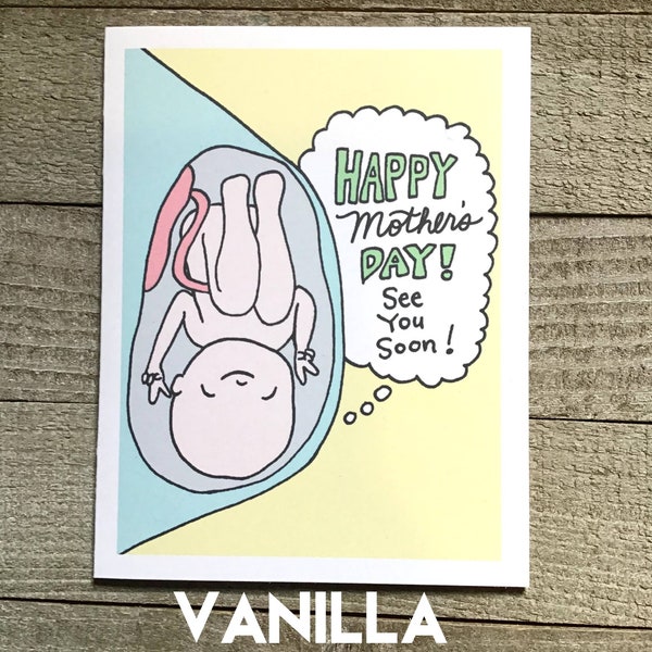 Prenatal Mother to be Mother’s Day Card, pregnant mom, pregnancy, first mother’s day, new mom, fetus, greeting card, unique