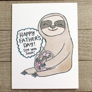 Tarjeta del Día del Padre con un perezoso expectante: GEMELOS, embarazada, bebé nonato, futuro papá, nuevo papá, recién nacido, útero, papá, papá, papá fraterno.