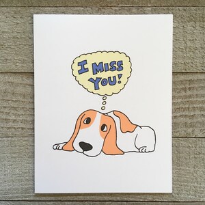 Carte de voeux vous manquez, pensée de vous, art de chien de Basset Hound, amoureux des chiens, pour petit ami, petite amie, fiancé, militaire, mari, femme