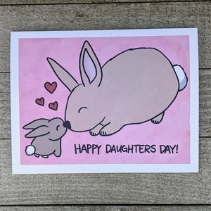 Gelukkige Dochters Dag, konijn, van moeder, vader, grootouder, tot dochter, stiefdochter, voor een meisje, dochters dag lege wenskaart
