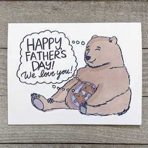 Twin Bears Prenatal Dad para ser la tarjeta de felicitación del Día del Padre, fraterno, idéntico, ivf, gemelos, embarazada, pronto para ser papá, primer día del padre,