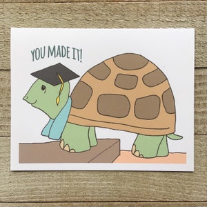 Carte de fin d’études de tortue, carte de vœux vierge pour diplômé, lent, vous l’avez fait, tortue, félicitations, diplômé du lycée, collège, univ