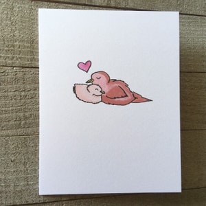 Mère oiseau avec bébé oiseau, amour, fête des mères, fête des pères, nouvelle maman, baby shower, saint valentin, merci, carte vierge, carte de voeux