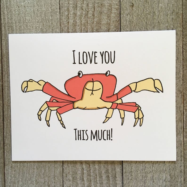 Crab Love Card Crab Card Crab Cards Homemade Card Crab Etsy