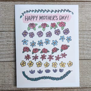 Fête des mères avec de petites fleurs, carte de voeux vierge de plantes, neutre pour maman, maman, belle-mère, grand-mère, tante, figurine, aquarelle