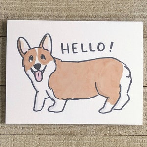 Tarjeta de saludo de Corgi, perro que piensa en ti, correo de saludo en blanco, para hermana, para amante de los animales, para amigo, relación a larga distancia, caracol