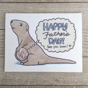 Loutre, futur père, bientôt papa, futur papa, enceinte, carte de fête des pères, papa prénatal, première fête des pères, enceintes, futur papa